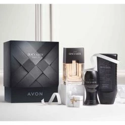 Avon Cosmetics Black Suede Aftershave Gift Set
