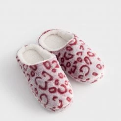 Avon Cosmetics Slippers Pink Leopard Slipper Mules