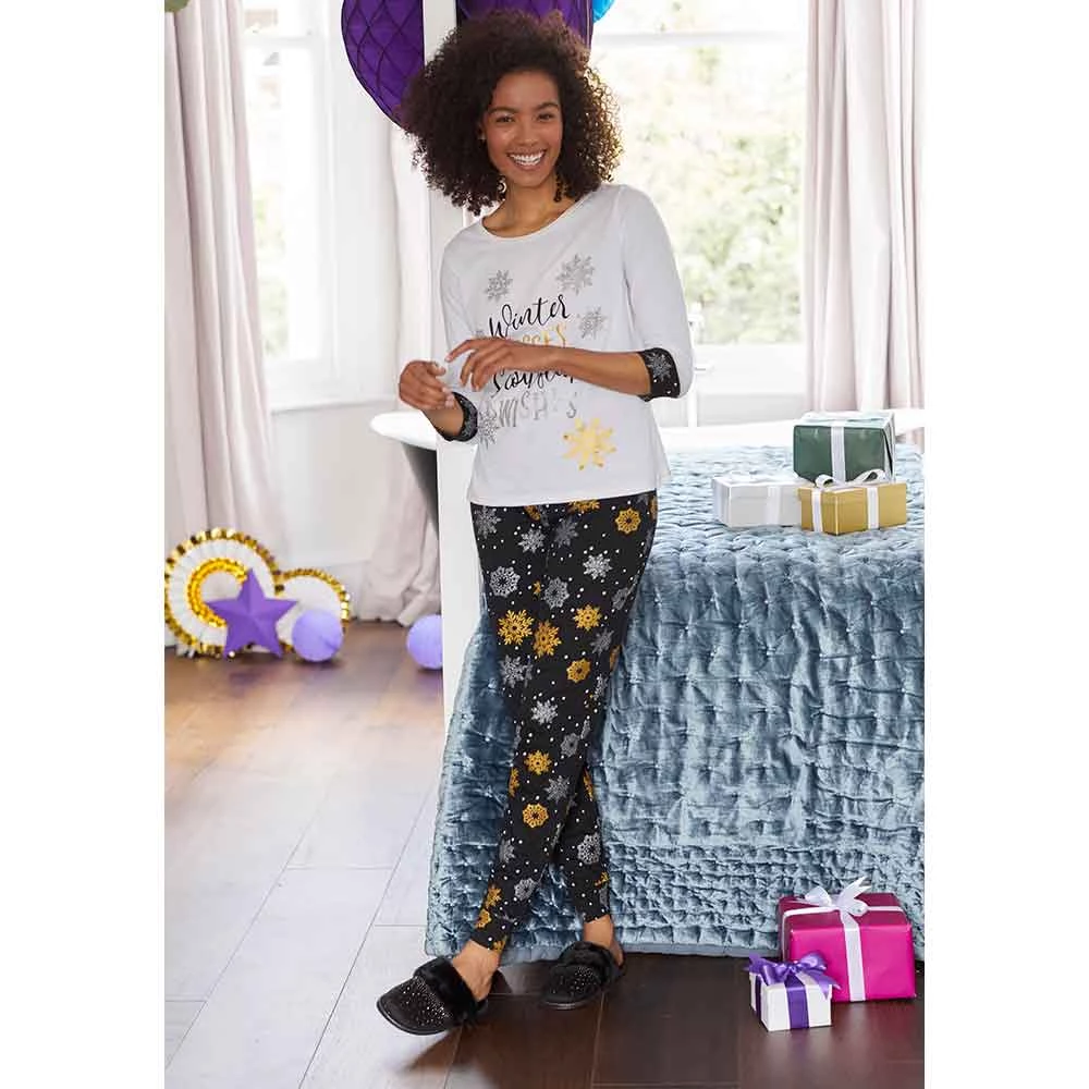 Avon Cosmetics Glitter Snowflake PJs Pyjamas 2 Avon Cosmetics Glitter Snowflake PJs Pyjamas