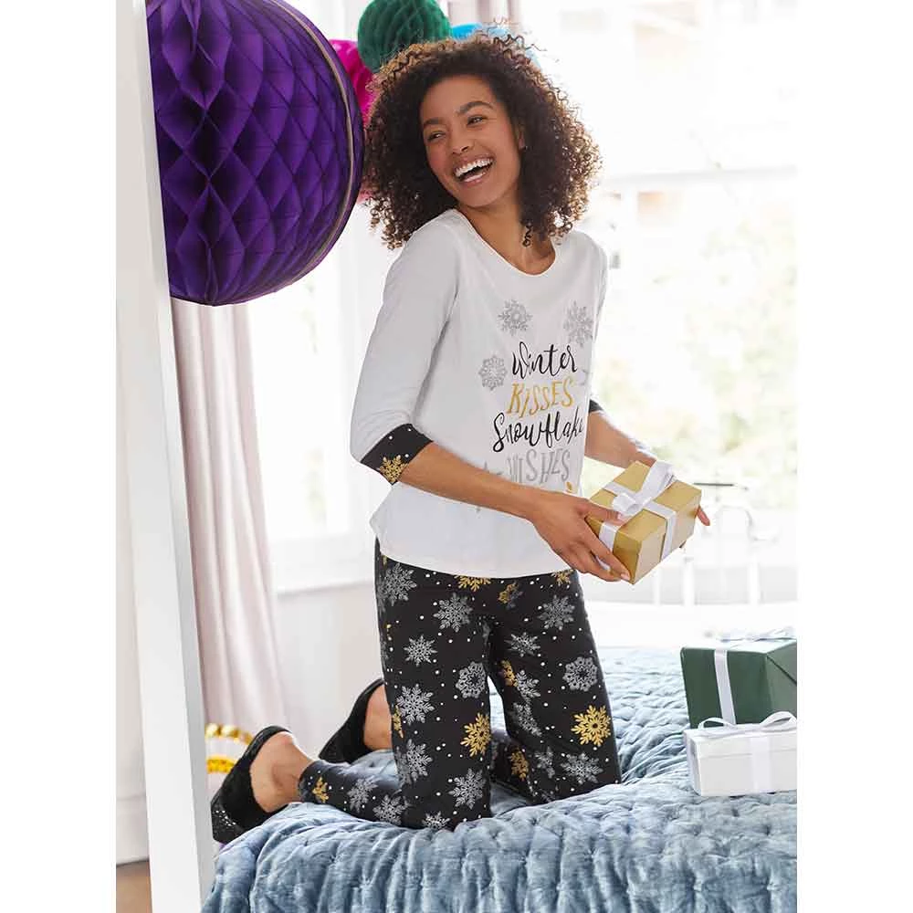 Avon Cosmetics Glitter Snowflake PJs Pyjamas 4 Avon Cosmetics Glitter Snowflake PJs Pyjamas