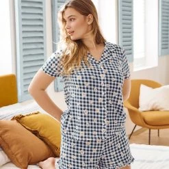 Avon Cosmetics New Navy Gingham PJs